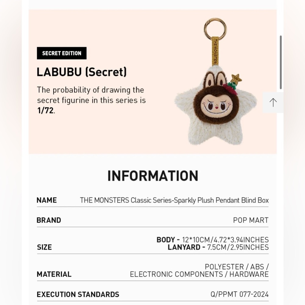 LABUBU THE MONSTERS Classic Series Sparkly Plush Pendant Blind Box - Picture 9 of 16